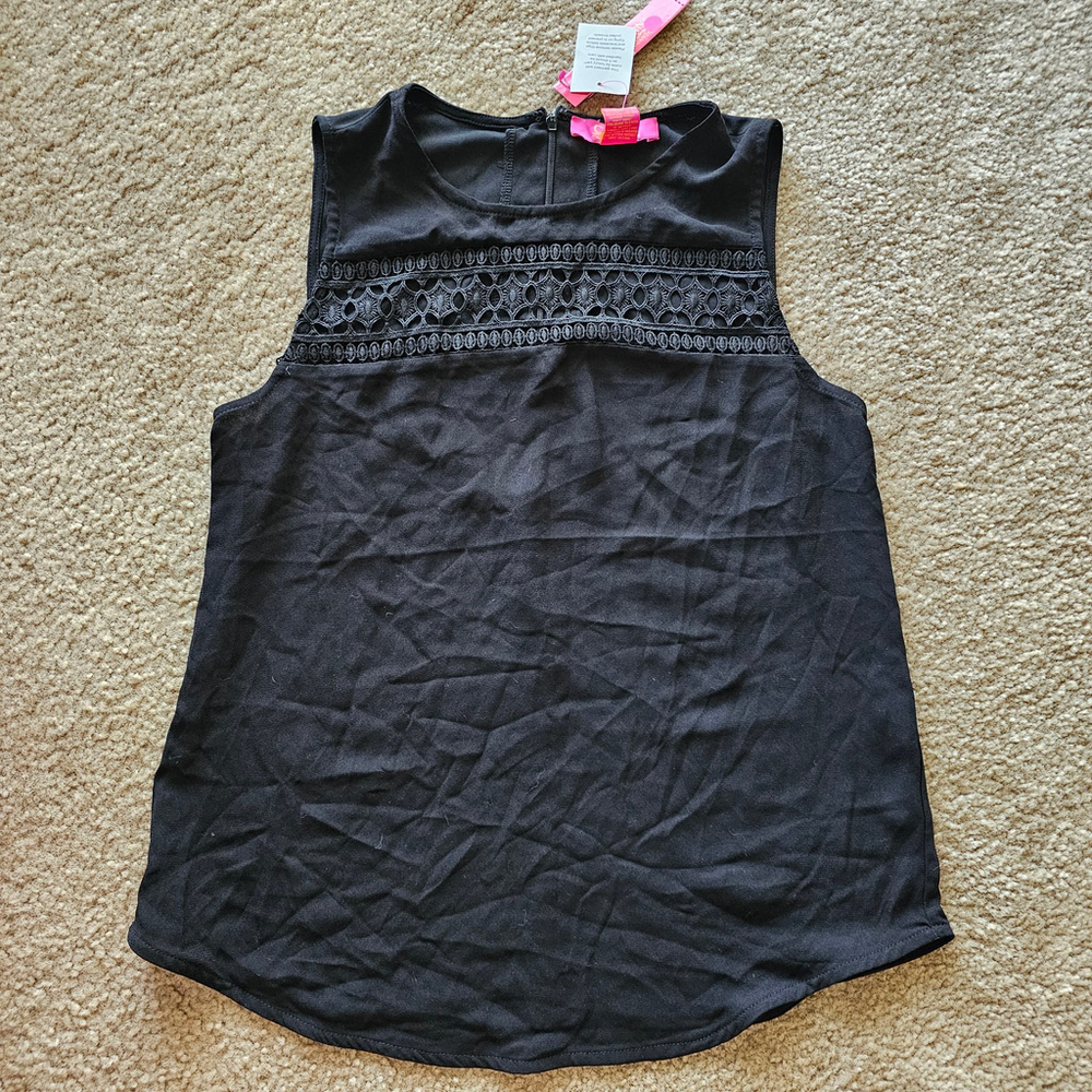 Catherine Malandrino Black Eyelet Tank Top Women's Small